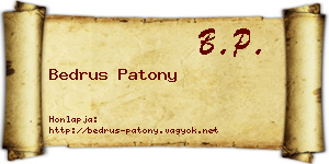 Bedrus Patony névjegykártya